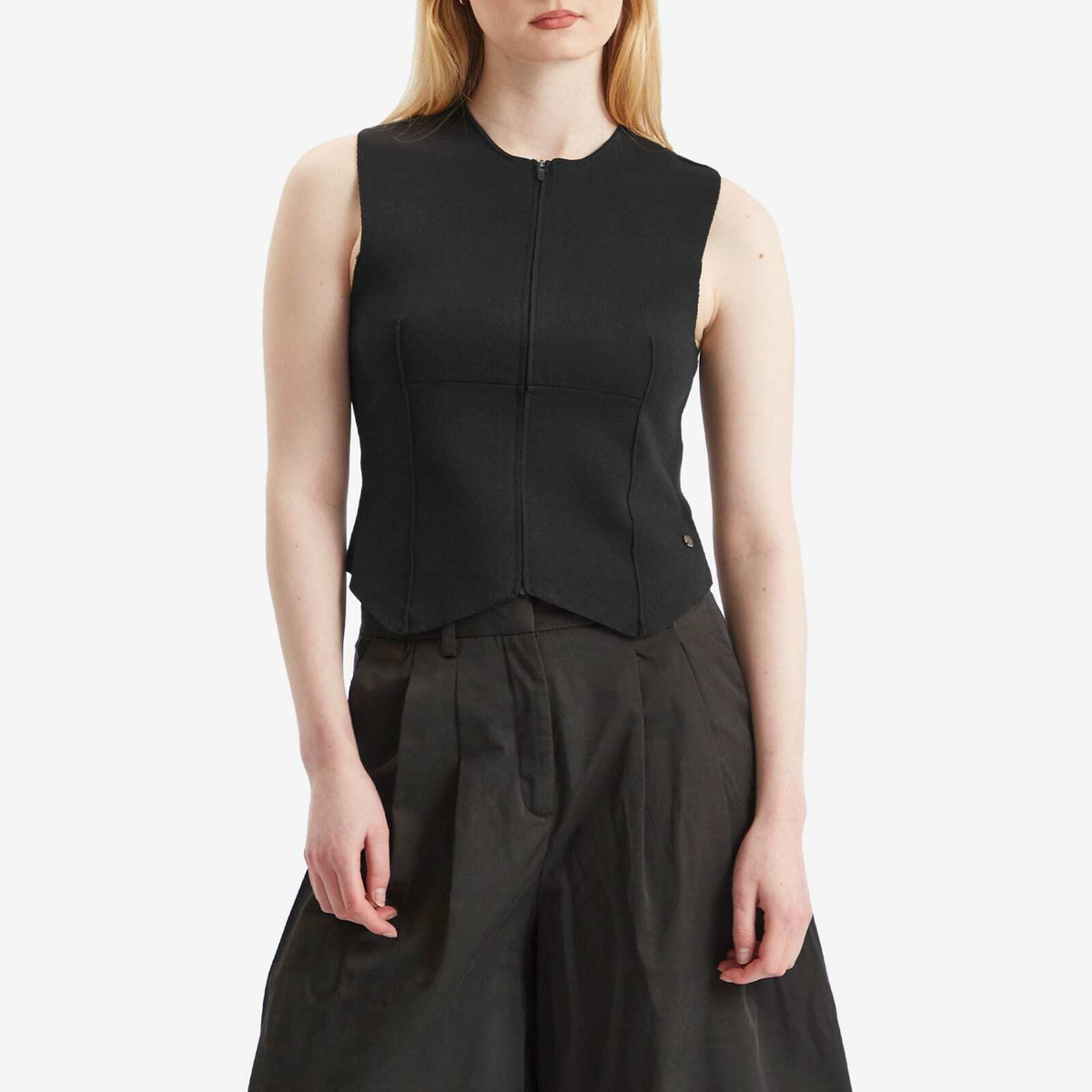 STEL Women's Zip Up Power Knit Vest in Black