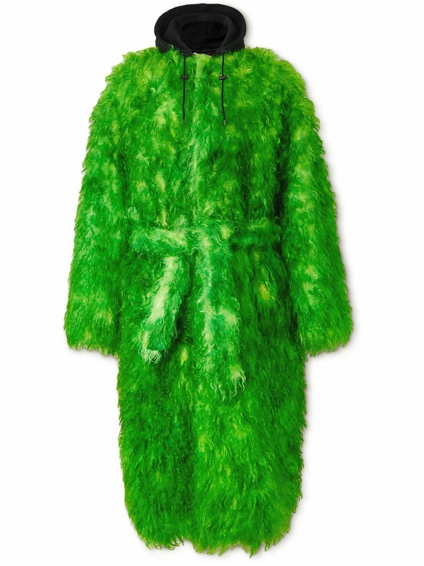 Photo: Balenciaga - Oversized Jersey-Trimmed Mohair and Cotton-Blend Faux Fur Coat - Green