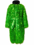 Balenciaga - Oversized Jersey-Trimmed Mohair and Cotton-Blend Faux Fur Coat - Green