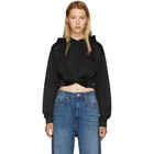 T by Alexander Wang Black Sleek Front Twist Hoodie