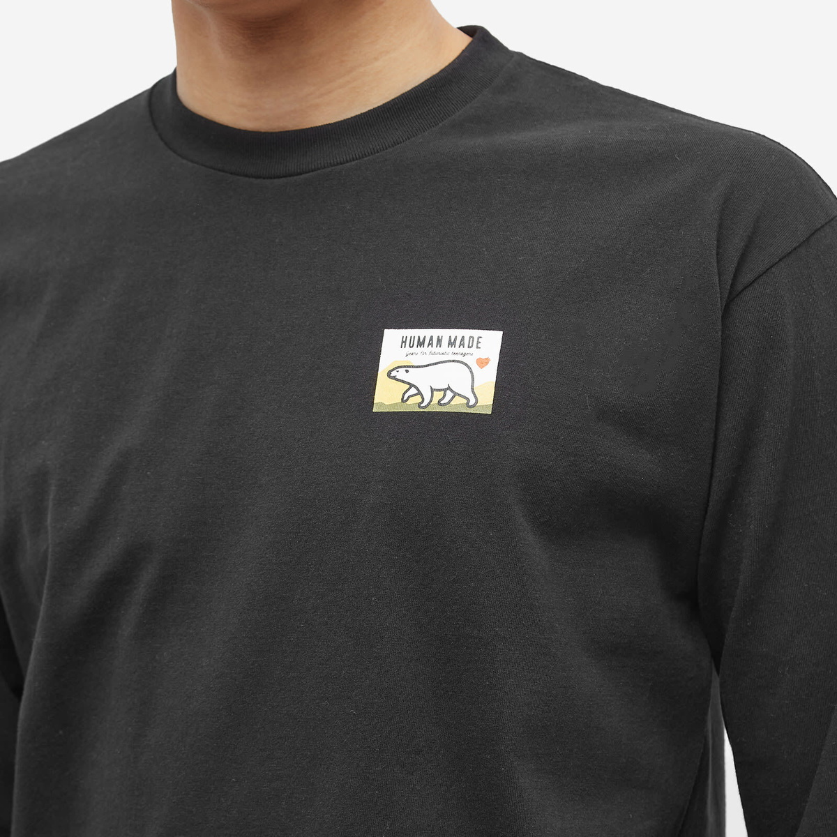【HUMAN MADE】人気★Polar Bears コットン 長袖 Tシャツ Human Made Men's Long Sleeve Polar Bear T-Shirt in Black