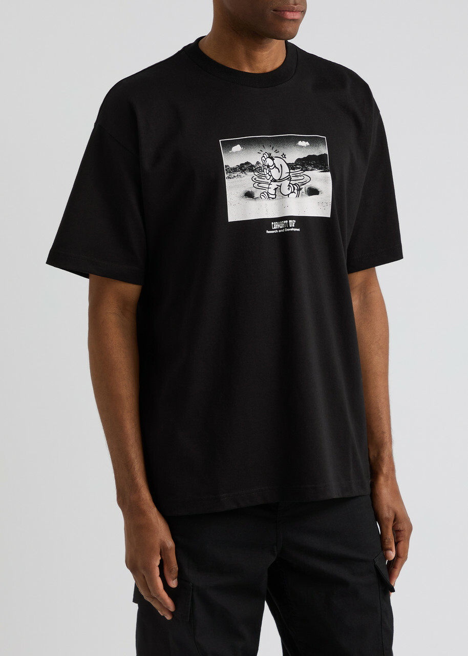 【送料&関税込】Carhartt T-shirt With Print Carhartt Wip Think Tank Printed Cotton T-shirt Black