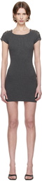 Isa Boulder Gray Knitted Shoulder Minidress