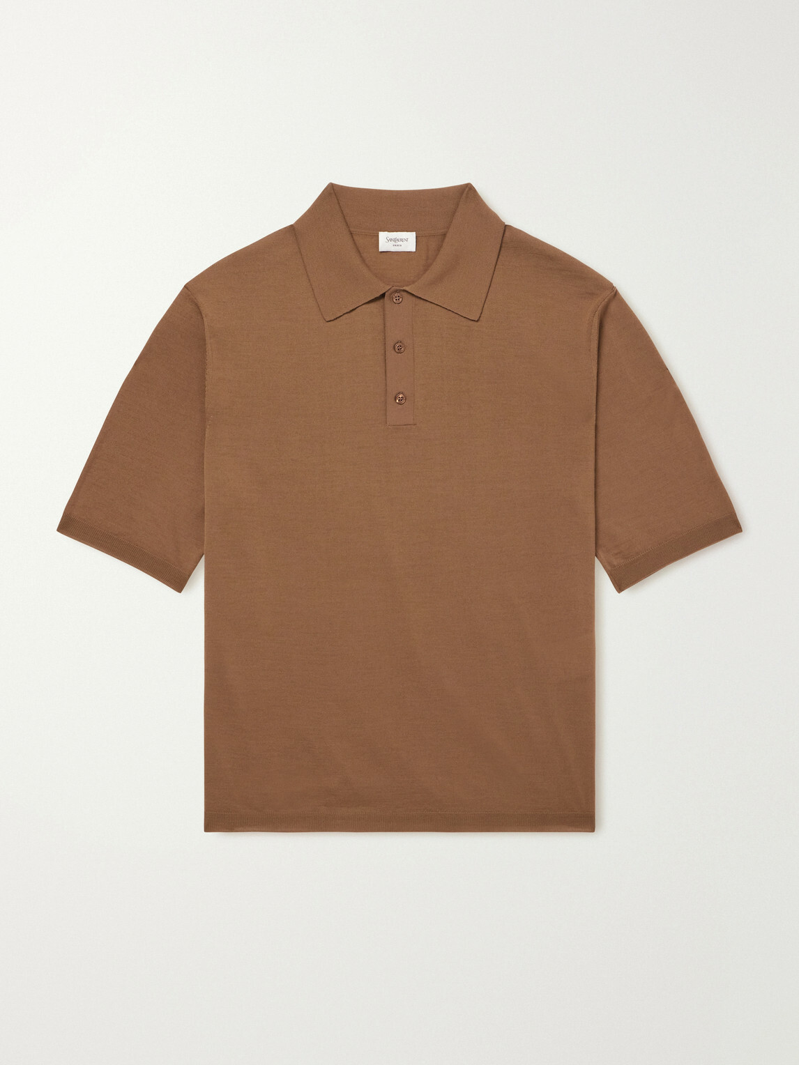 SAINT LAURENT - Wool Polo Shirt - Brown