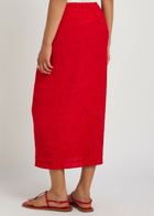 Polo Ralph Lauren Shirred Woven Midi Skirt Red
