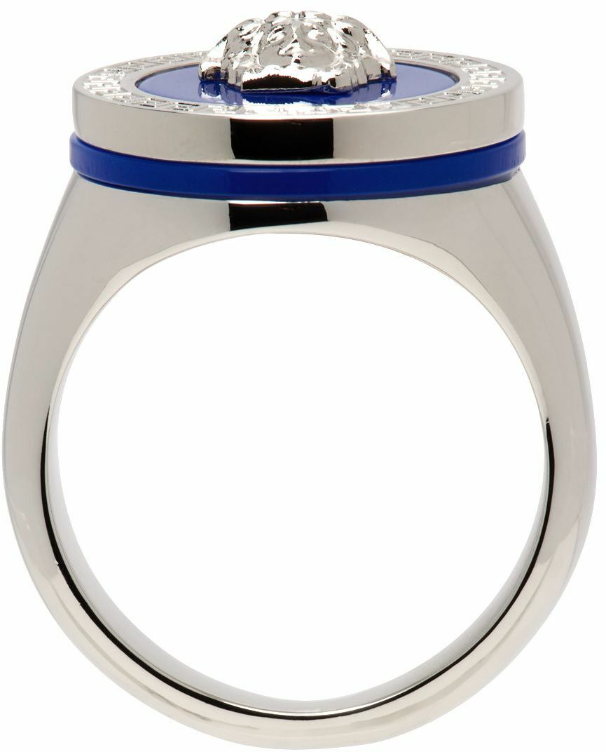 Versace Silver & Blue Medusa Ring Versace Versace Silver & Blue Medusa Ring Versace