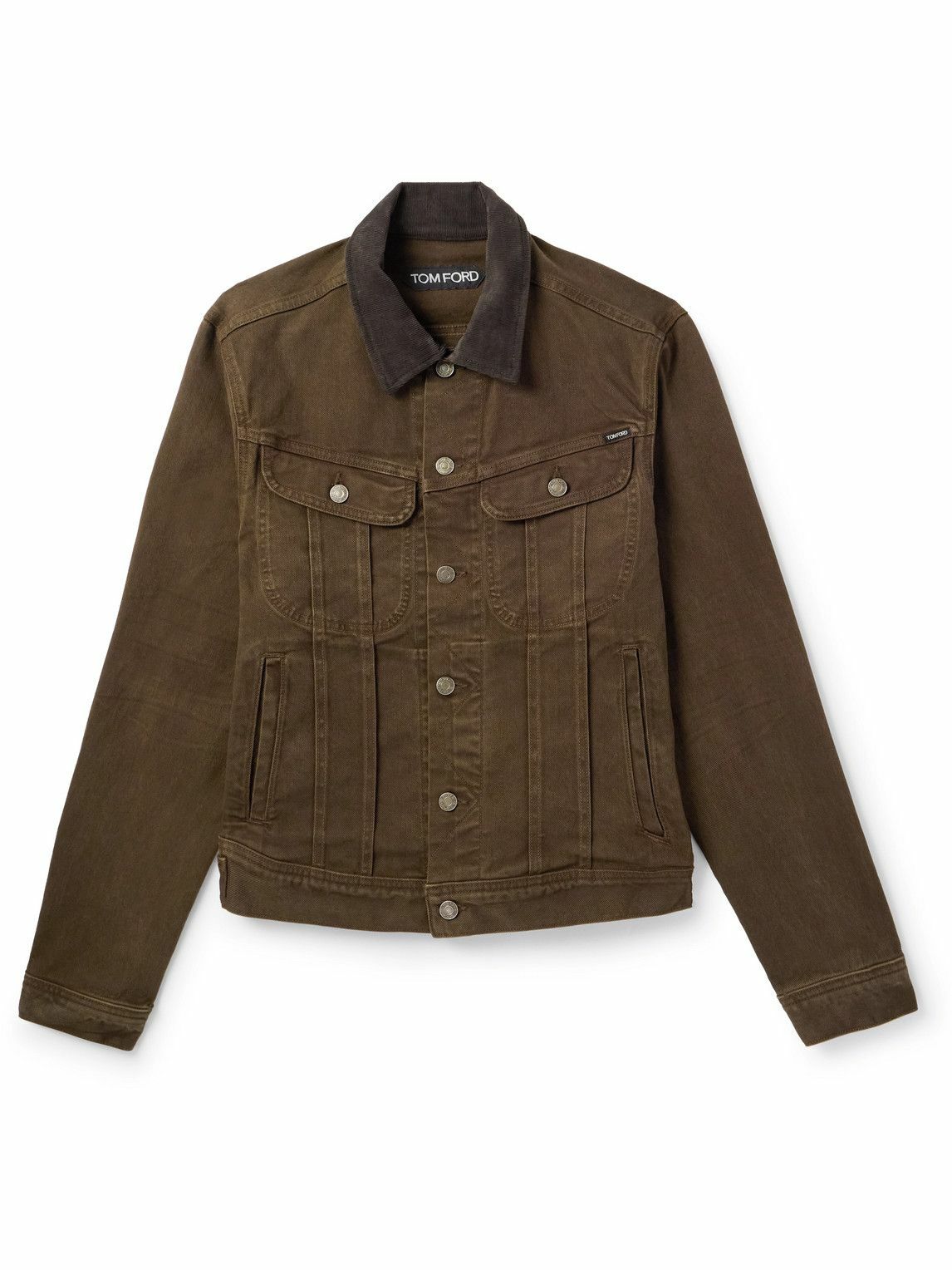 【関税＆送料込み】Tom Ford Brown Jacket With Adjustable Be Tom Ford - Dark Brown Croc Stamped Leather Jacket