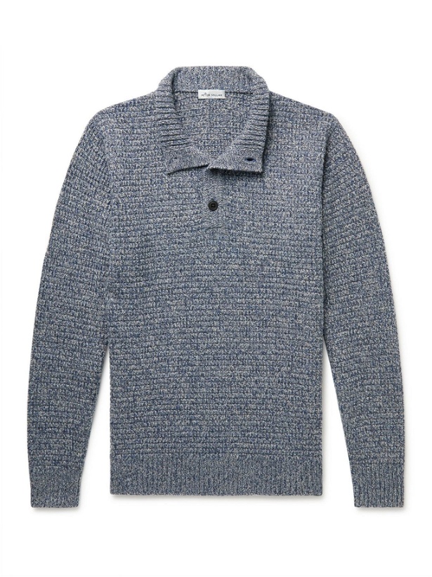 Photo: Peter Millar - Waffle-Knit Merino Wool Half-Placket Sweater - Blue
