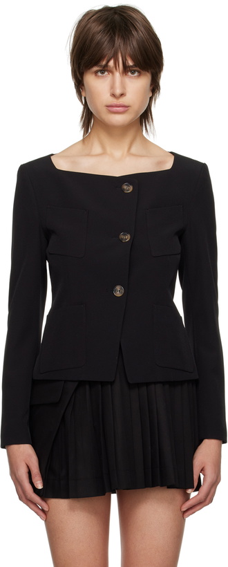 Photo: J KOO Black Square Neck Blazer