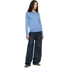 Wales Bonner Blue Viscose SIlk Knit Roots Polo
