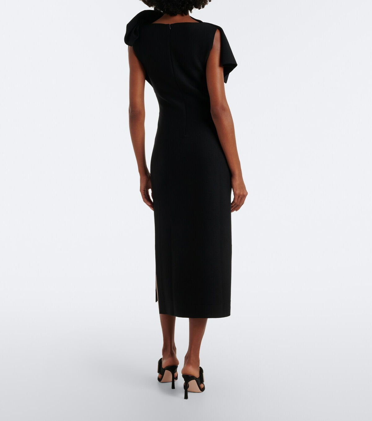 Oscar de la Renta Draped wool-blend midi dress