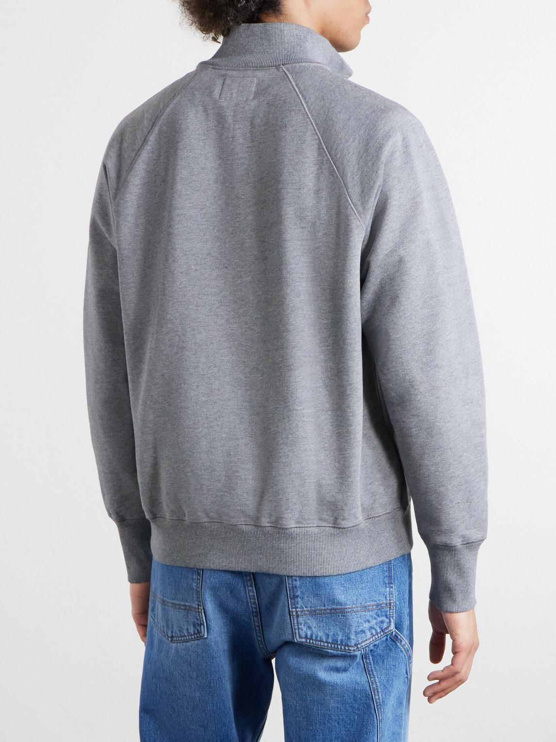 Drake's - Cotton-Jersey Half-Zip Sweater - Gray