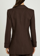 Alice + Olivia Burns Pinstriped Twill Blazer Dark Brown