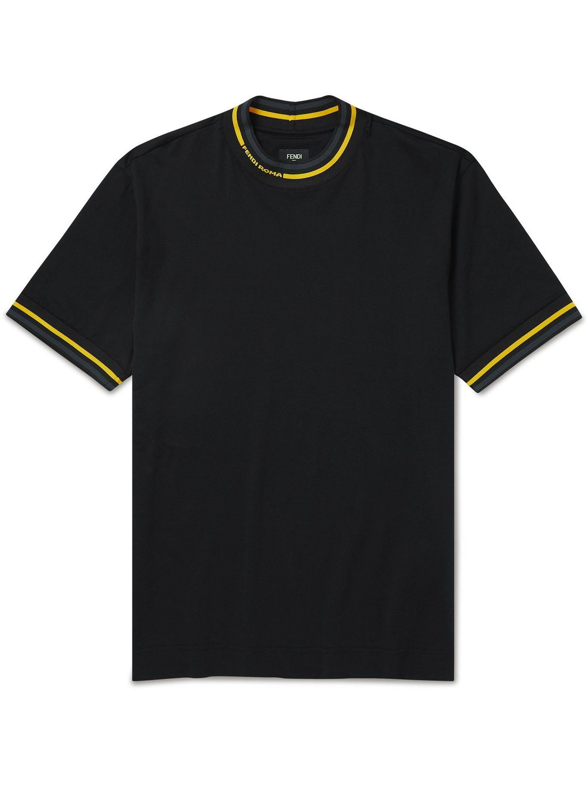 Fendi - Contrast-Tipped Cotton-Jersey T-Shirt - Black