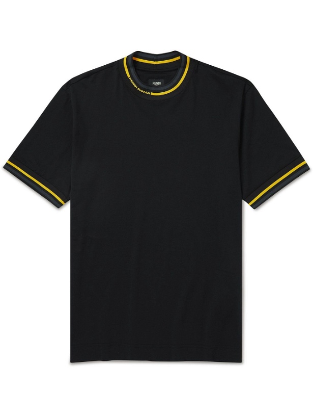 Photo: Fendi - Contrast-Tipped Cotton-Jersey T-Shirt - Black