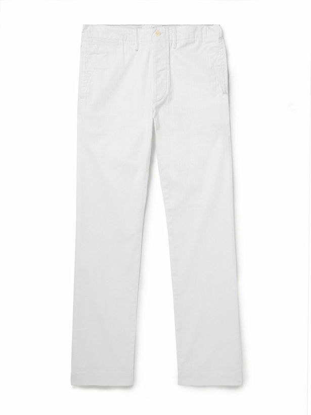 Photo: RRL - Officer's Straight-Leg Herringbone Cotton Trousers - White