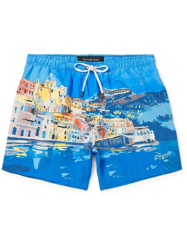 Photo: Ermenegildo Zegna - Mid-Length Printed Swim Shorts - Blue