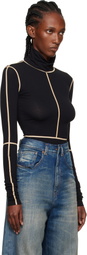 MM6 Maison Margiela Black Long-Sleeve Bodysuit