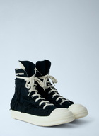 Rick Owens DRKSHDW Frayed Denim High-Top Sneakers