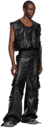 LU'U DAN Black V-Neck Faux-Leather Vest