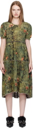 R13 Green Shredded Relaxed Reversible Midi Dress