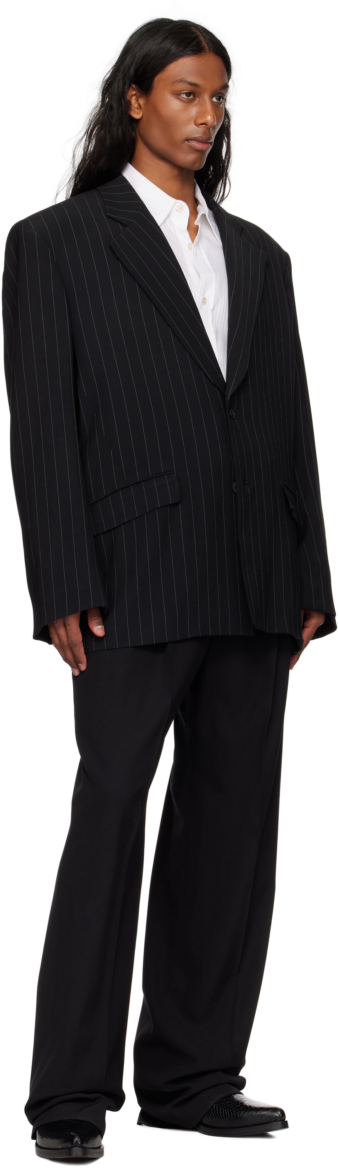 LGN Louis Gabriel Nouchi Black Single Breasted Oversized Blazer