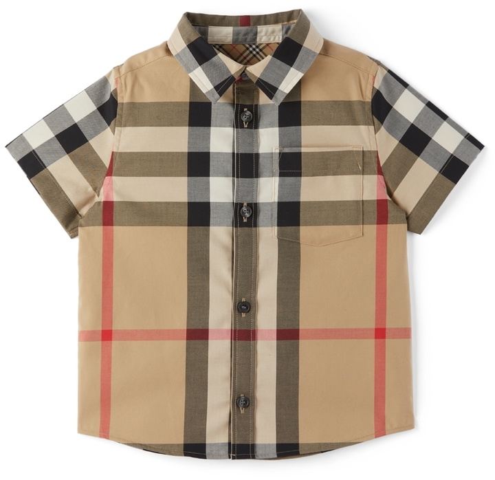 Photo: Burberry Baby Beige Stretch Poplin Check Shirt