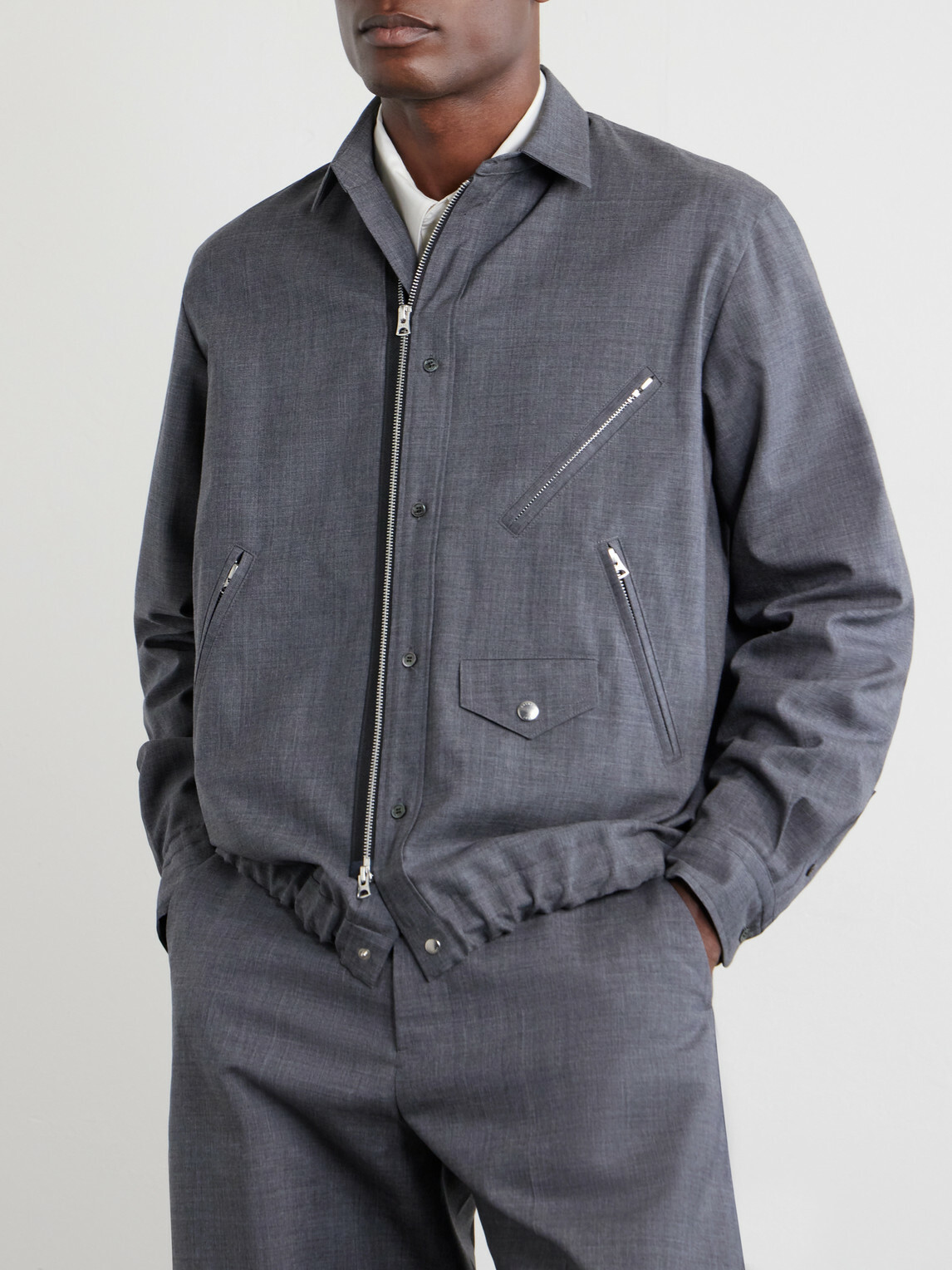 ジャケット・アウター sacai CottonGabardineNylonTwillBlouson Sacai - Woven Blouson Jacket - Gray Sacai