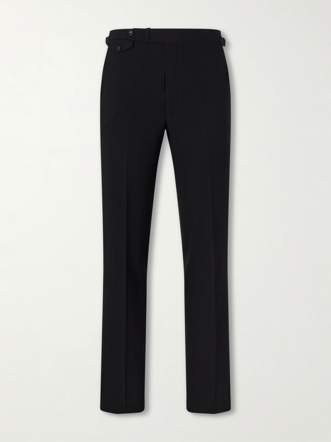 J. Mueser - Waverly Straight-Leg Wool Seersucker Suit Trousers - Black