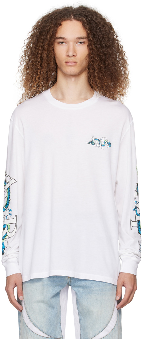 AMIRI White CNY Dragon Long Sleeve T-Shirt Amiri