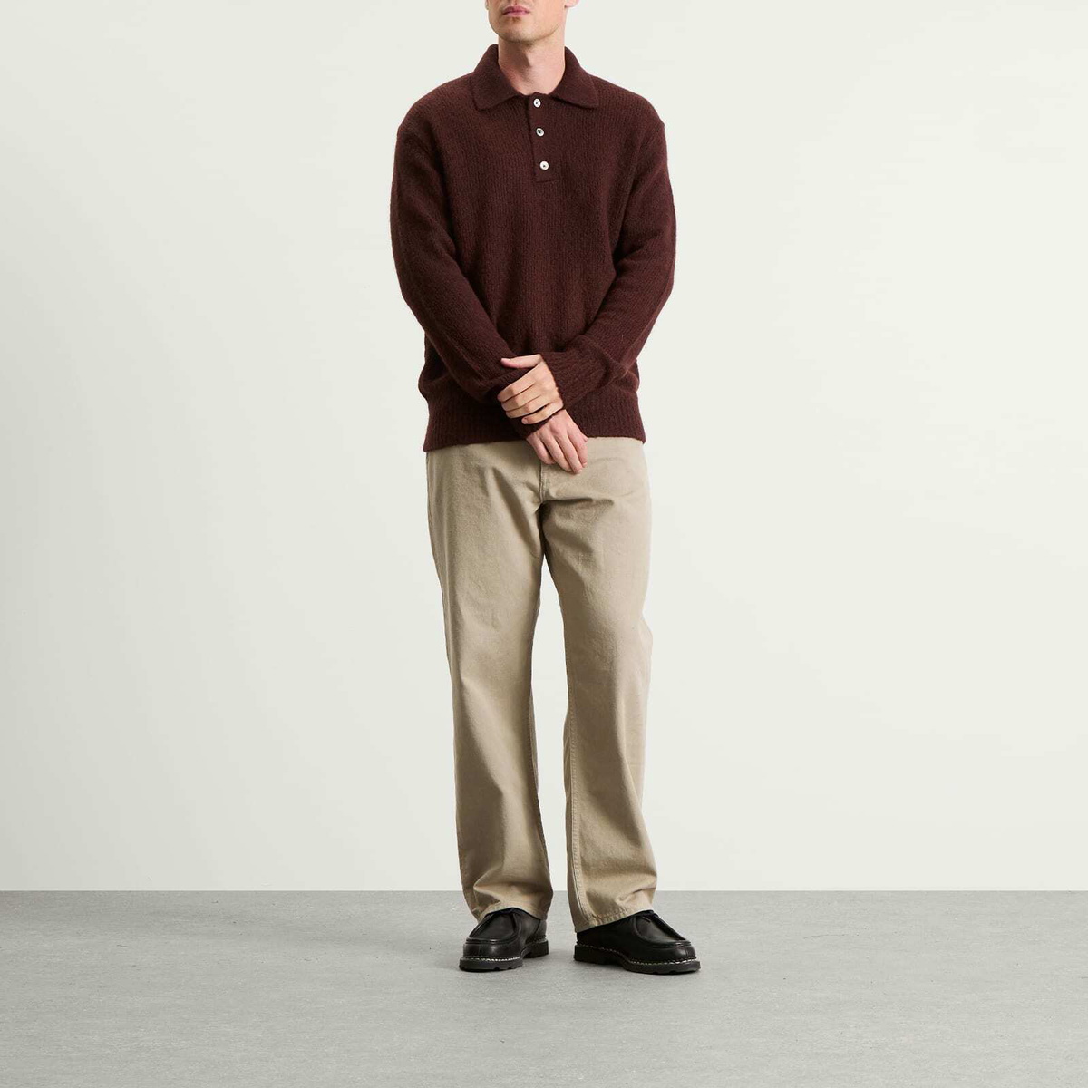 Norse Projects Men's Rasmus Relaxed Brushed Polo in Mahogany