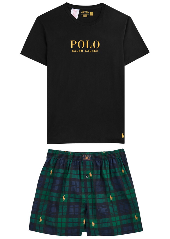Photo: Polo Ralph Lauren Plaid Short Cotton Pyjama set Black L