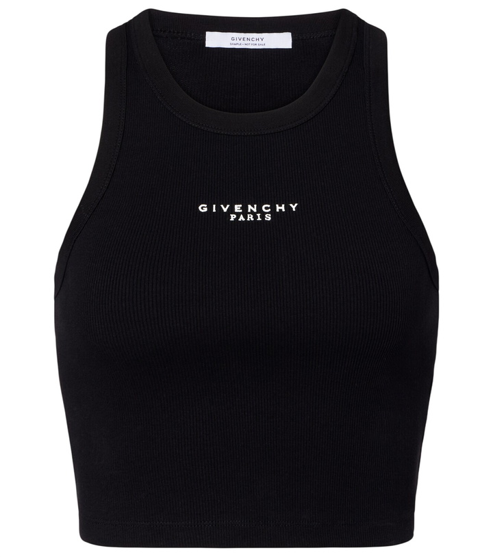 Photo: Givenchy Logo cropped cotton jersey tank top