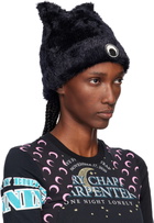 Marine Serre Black Wild Fluffy Knit Kawaii Beanie