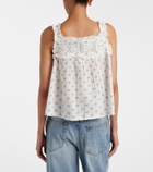 Dôen Fidella floral lace-trimmed cotton top