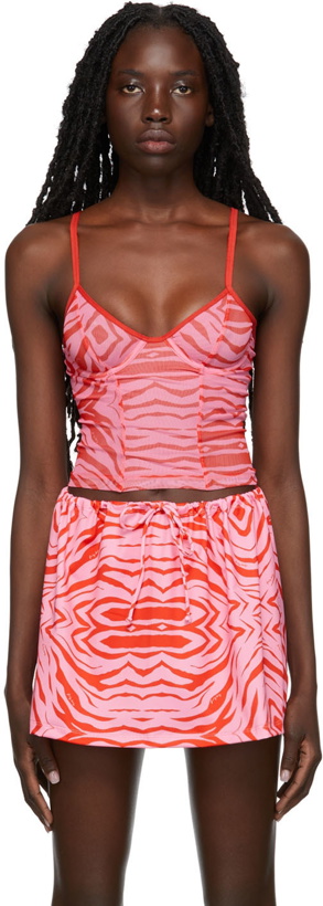 Photo: Fruity Booty SSENSE Exclusive Pink & Red Zebra Print Underwired Tank Top