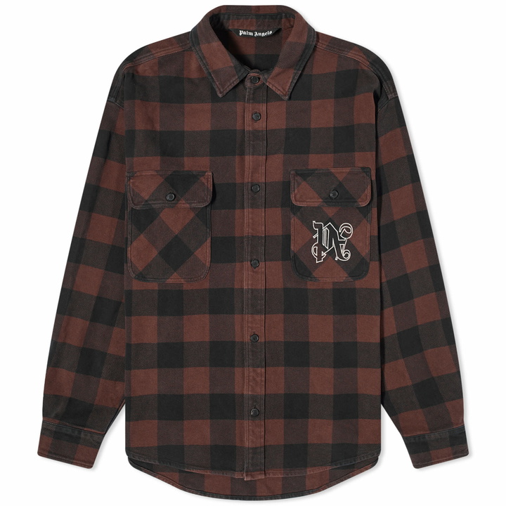 Photo: Palm Angels Men's Monogram Overshirt in Brown