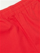 Y,IWO - P.R. Wide-Leg Logo-Print Cotton-Blend Canvas Shorts - Red