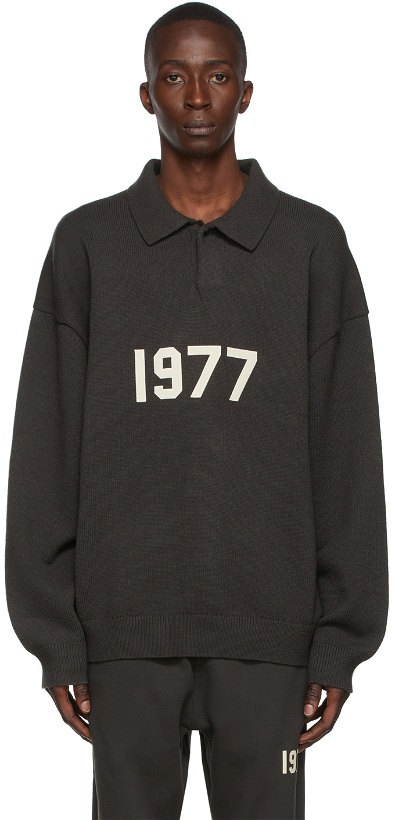 Photo: Essentials Black Knit '1977' Long Sleeve Polo
