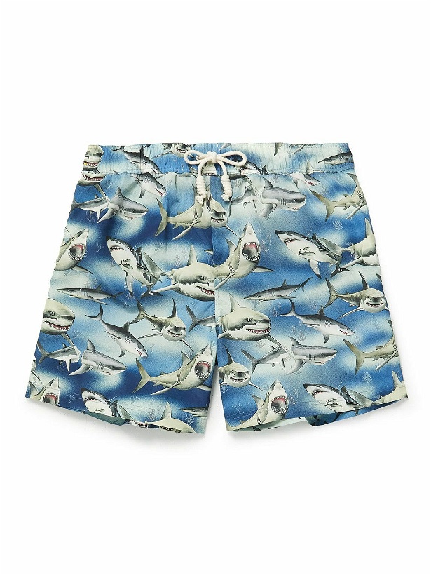 Photo: Palm Angels - Straight-Leg Mid-Length Printed Swim Shorts - Blue