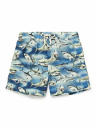 Palm Angels - Straight-Leg Mid-Length Printed Swim Shorts - Blue