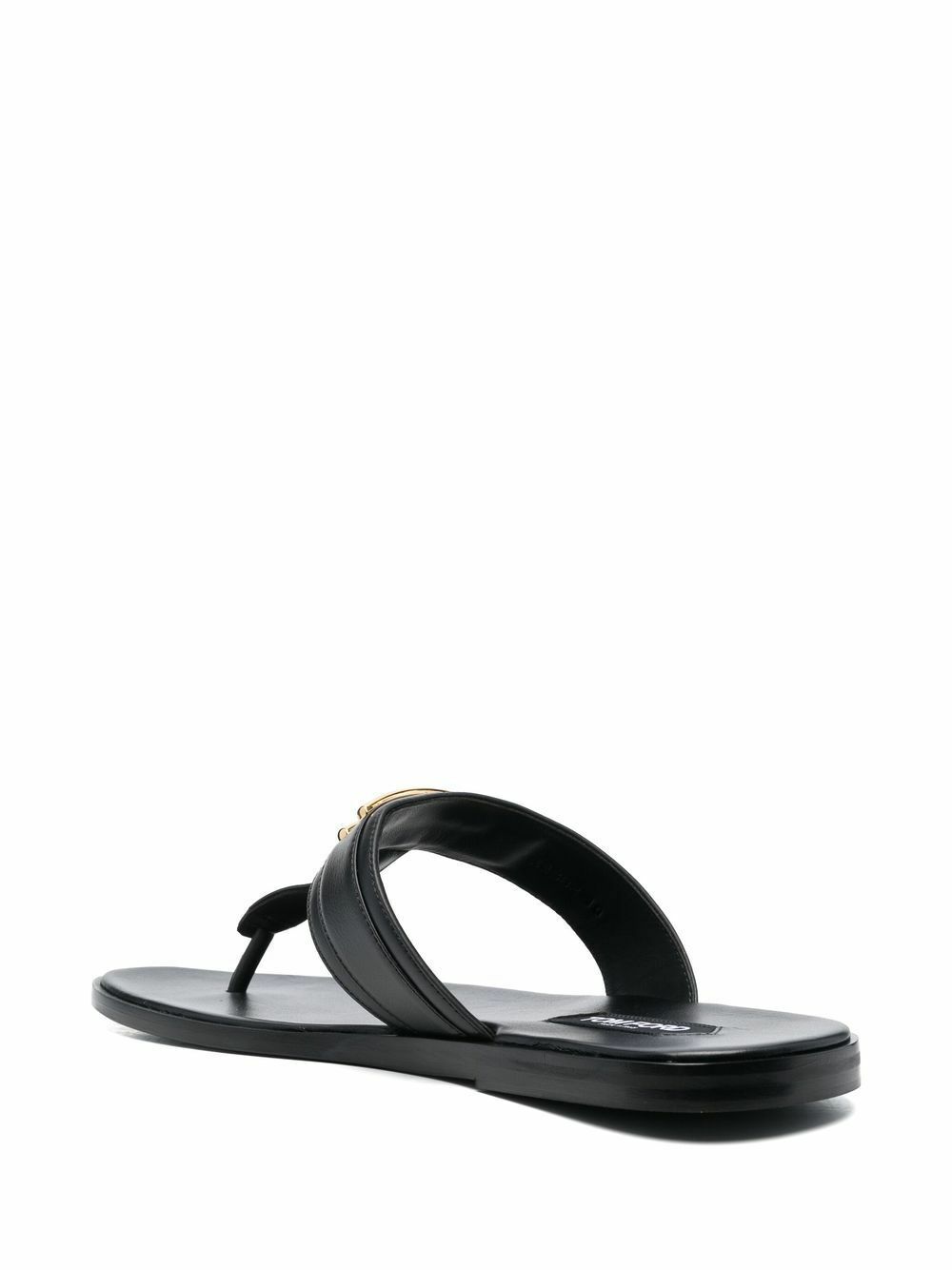 TOM FORD Black Logo Plaque Leather Sandals TOM FORD