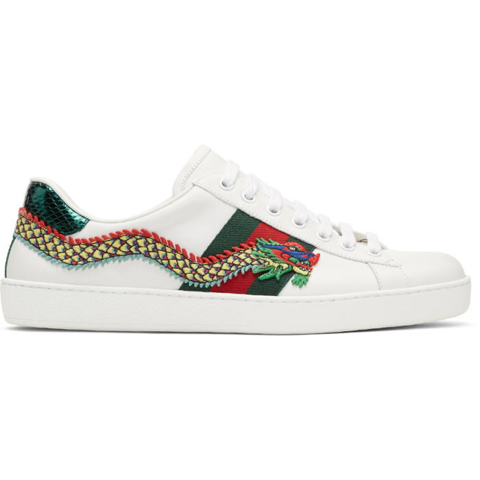 Photo: Gucci White Dragon Ace Sneakers 