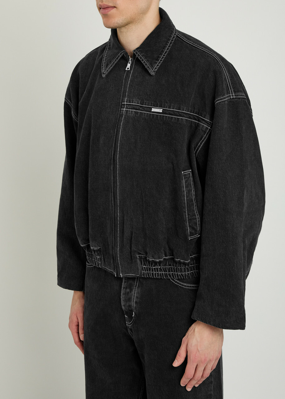 Nahmias Shadowstitch Denim Bomber Jacket Black