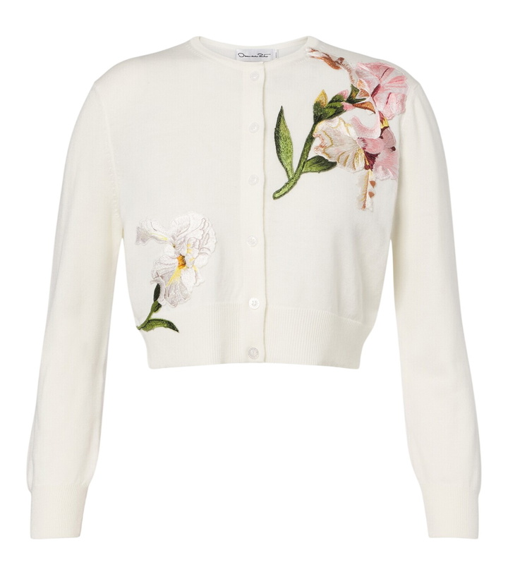 Photo: Oscar de la Renta Floral embroidered virgin wool cardigan