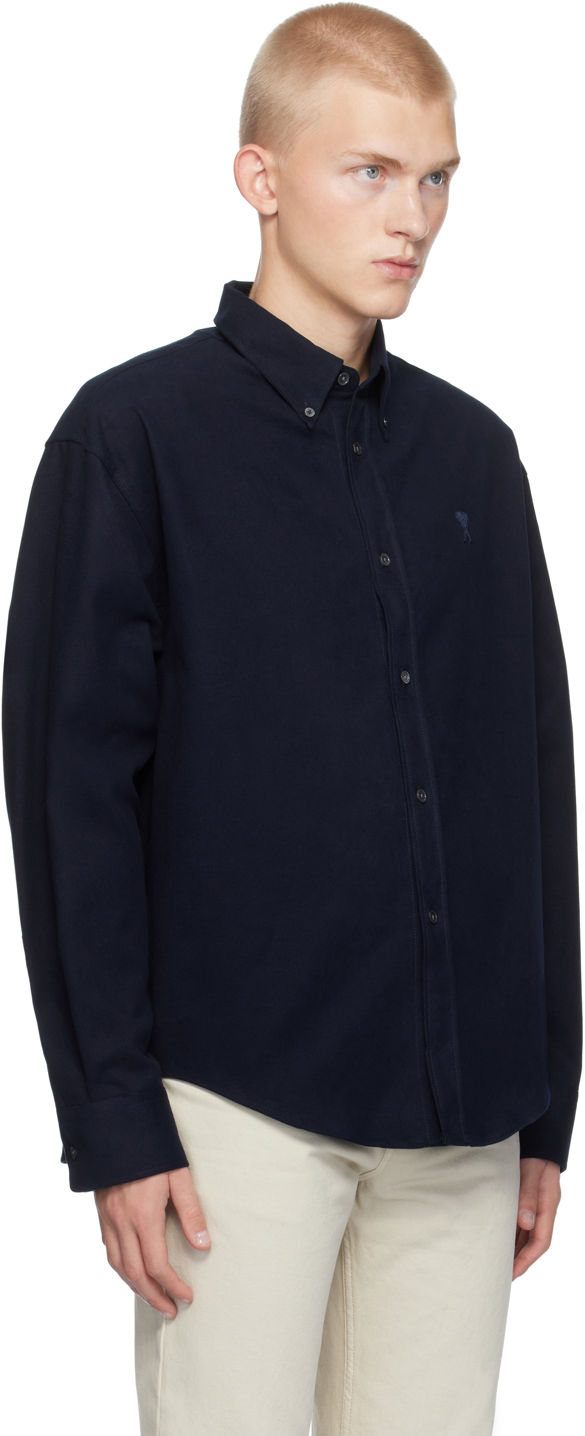 AMI Paris Navy Ami de Coeur Boxy Fit Shirt AMI