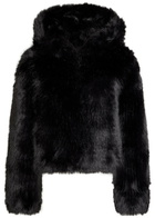 Free People Louder Please Hooded Faux fur Jacket Black