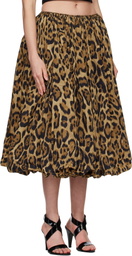 ALAÏA Brown Taffeta A-Line Midi Skirt