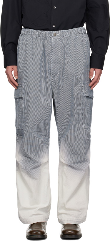 Photo: FORMA Blue Bleached Striped Cargo Pants