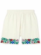 BODE - Winter Garden Straight-Leg Embroidered Cotton Shorts - Neutrals